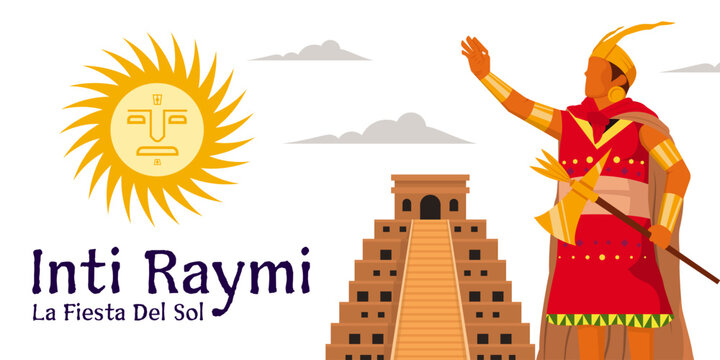inti raymi sun festival banner illustration in flat design