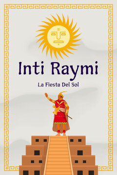 inti raymi sun festival poster illustration in flat design