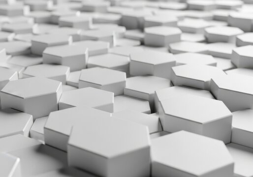 White Hexagonal Blocks Creating 3D Abstract Pattern for Tech Background and Modern Corporate Branding Design