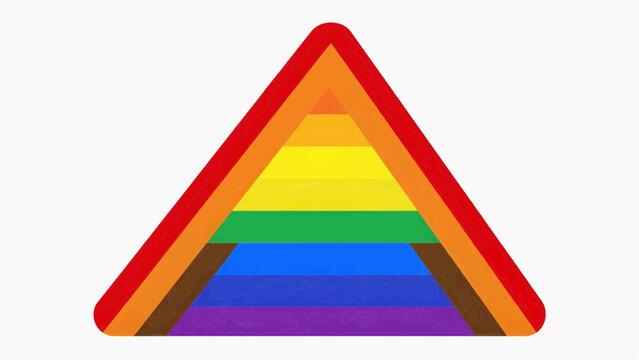 LGBT progress pride rainbow triangle symbol flat vector illustration, diversity inclusion equality community concept isolated white background