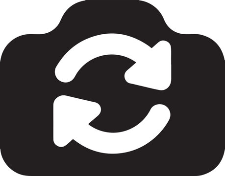 Camera refresh icon silhouette showing circle arrows for photo capture mode switching art.