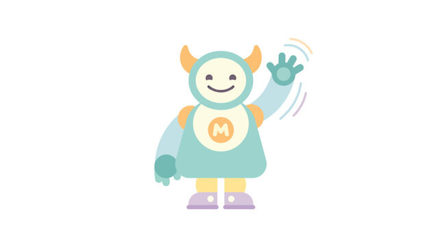 Friendly cartoon robot waving hello, perfect for technology, education, and children's themes