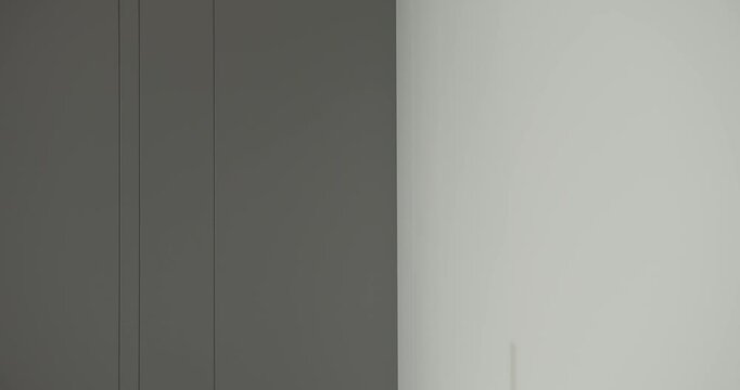 White and Gray background texture board. Wooden panels in modern room. Empty room and wood panels wall background. Gray and white panels in modern minimalist interior. 