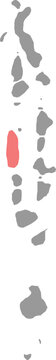 Ari Atoll Island Location Highlighted on Map of Maldives Editable Silhouette Illustration
