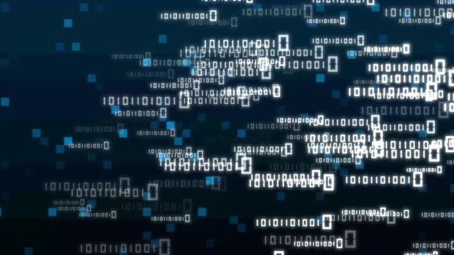 Binary code animation on digital background. Binary code technology and data flow. Binary code abstract motion graphic on black background.