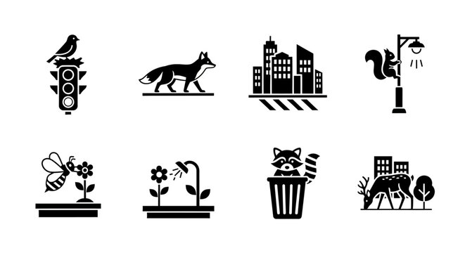 Urban Wildlife Icons: Nature Meets City Life, Animals in Urban Environment