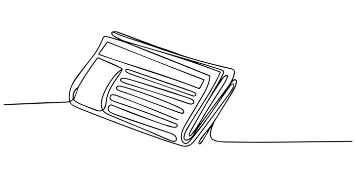 Continuous Line Drawing of a Folded Newspaper,one line drawing Stack of news newspapers, Breaking news concept vector. Editable stroke, minimalist pro style concept. daily star.
