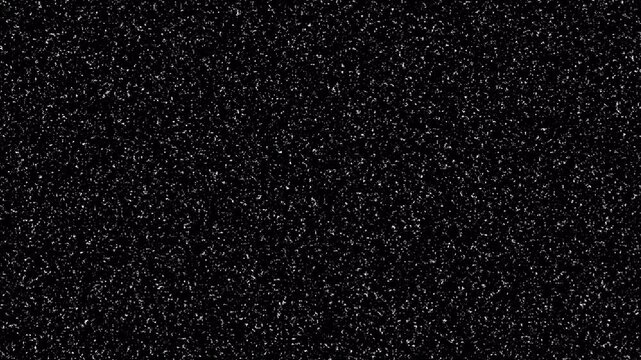 Monochrome noise texture with dense film grain, dust particles across for overlay. TV static grain texture with subtle dust particles. Analog static noise with film grain dust for cinematic. 4K Video