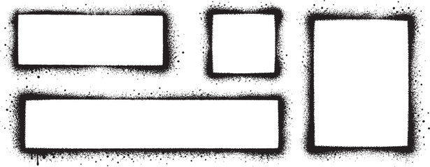 Set of black spray paint graffiti frames isolated on white background © Zbrake Studio