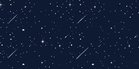 starry night sky with shooting stars dark blue background © Shabita