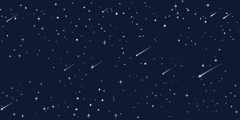 starry night sky with shooting stars dark blue background © Shabita