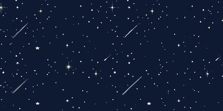 starry night sky with shooting stars dark blue background
