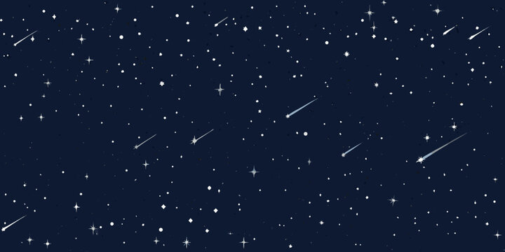 starry night sky with shooting stars dark blue background