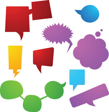 Vibrant Gradient Speech Bubbles and Creative Comic Callouts on Transparent Background