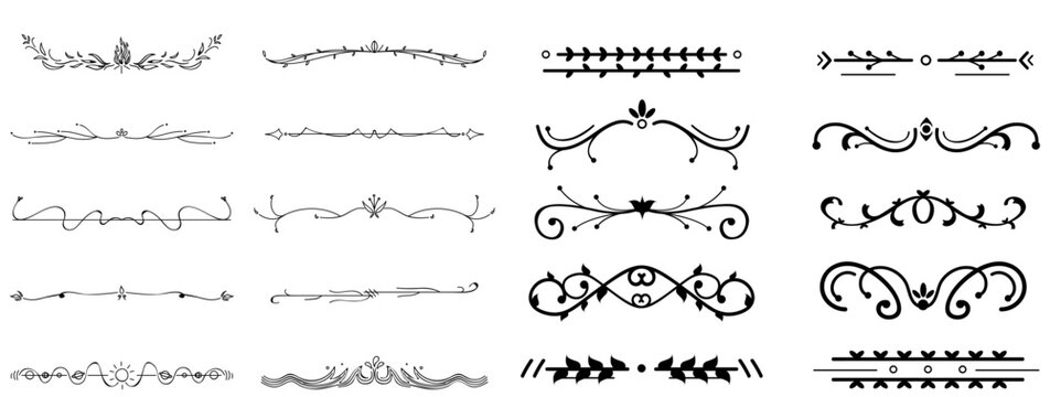 Elegant Leaf Scroll Floral Dividers Vector