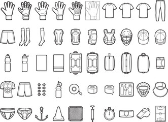 Fototapeta premium Sporting gear and equipment arranged, this illustration emphasizes the diverse array of essential tools for competition, training, and athletic endeavors.