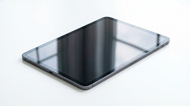 sleek black tablet device isolated on white background modern tech gadget mockup minimalist design digital lifestyle