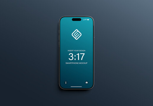 Isolated Smartphone with Editable Black Background and Shadow Mockup