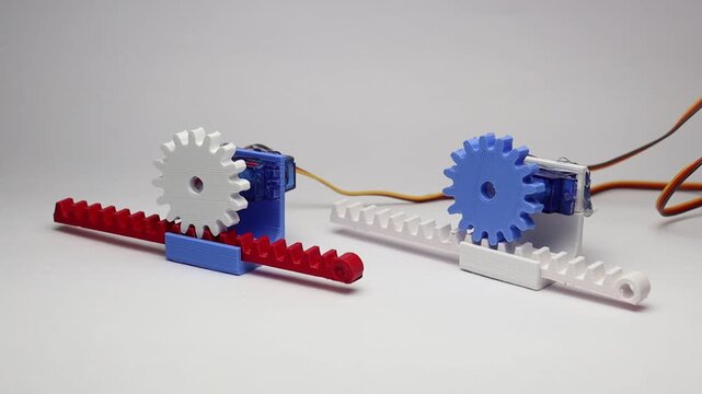Micro servo motor powering a linear actuator mechanism that converts one type of mechanical motion to another made with 3d printed parts
