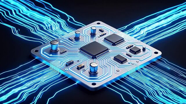 Electronic circuit board with glowing connections