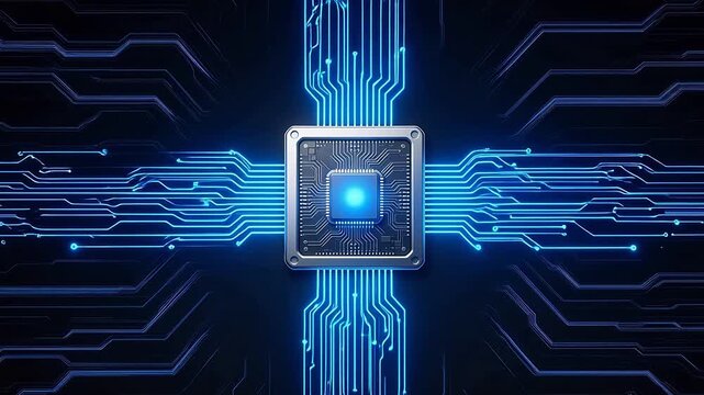 Microchip with glowing circuitry