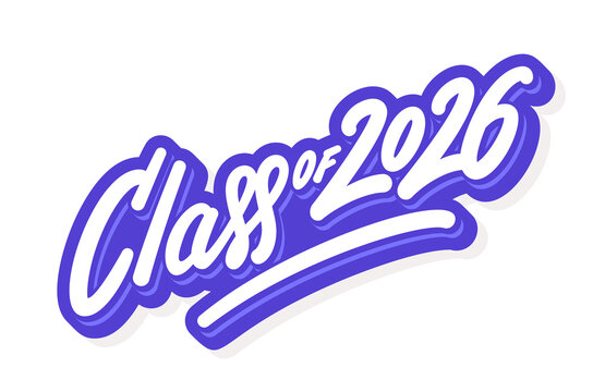 Class of 2026 Graduation Handwritten Vector Typography Sticker