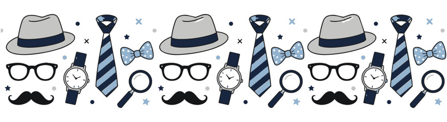 Fathers Day Accessories Doodle Pattern. © Kasasagi