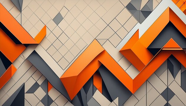 abstract geometric background with orange and grey triangles