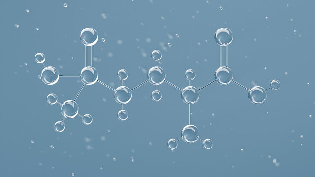 glufosinate-p molecular structure, 3d model molecule, herbicide active enantiomer structural chemical formula view from a microscope