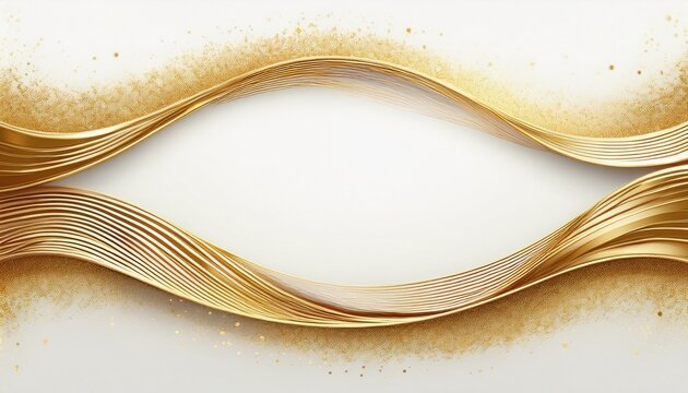 hand drawn golden wavy frame with imperfect lines luxury glitter border with copy space on white background