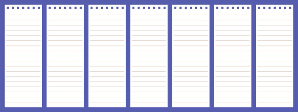 Minimalist weekly planner template for efficient time management. Clean seven column layout designed for professional or personal use. Vector weekly goal-setting templates for social media.
