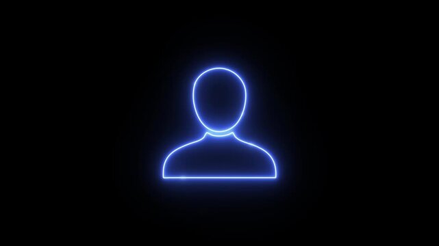 neon glowing blue user avatar and profile icon animation video