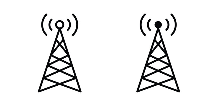 Antenna icon vector pack in black color. Editable icons.