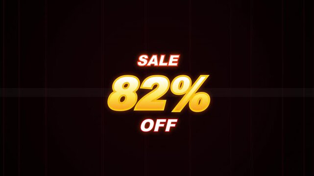 Glowing Sale Ninety Percent Off Discount Promotion Text on Dark Background