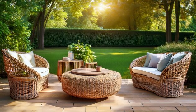 cozy corner to relax in the park wicker furniture