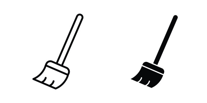 Broom icon vector pack in black color. Editable icons.