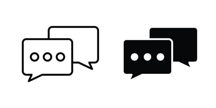 Chat icon vector pack in black color. Editable icons.