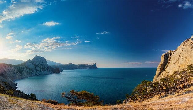 the rocky coastline of crimea view from novy svet toward sudak