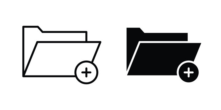 Create folder icon vector pack in black color. Editable icons.