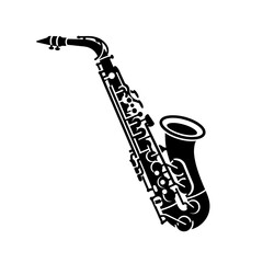 Naklejka premium Black and white saxophone vector illustration isolated on a white background