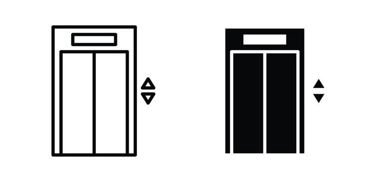 Elevator icon vector pack in black color. Editable icons.