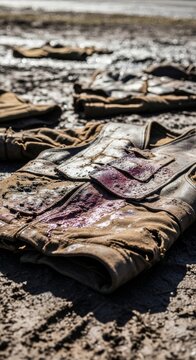 Tattered Leather Jerkins Stained with Blood