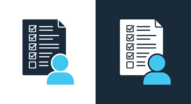 Online Survey Response Flat Icon Design - Line and glyph solid icon and logo template - Clipart, sticker - icon set