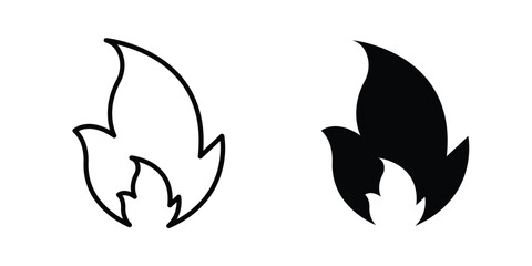 Fototapeta premium Flame icon vector pack in black color. Editable icons.