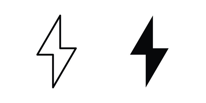 Flash icon vector pack in black color. Editable icons.