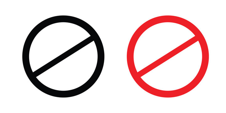 Forbidden icon vector pack in black color. Editable icons.