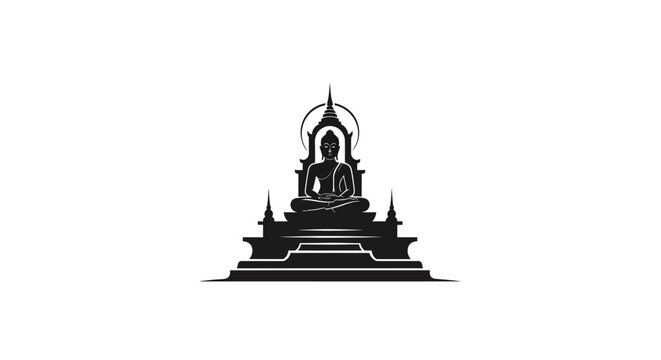 Buddhist temple tower silhouette icon.