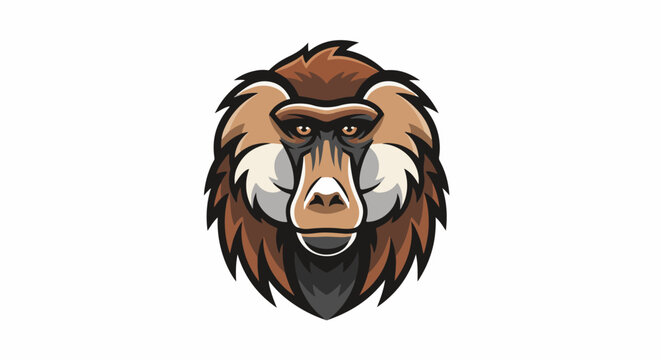 Fierce primate face with brown fur and striking, watchful eyes