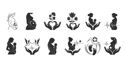Fototapeta premium Elegant Pregnancy Silhouette Logo