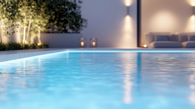 Modern Rooftop Pool Rooftop pool with a bar and a lounge area, perfect for relaxing and socializing